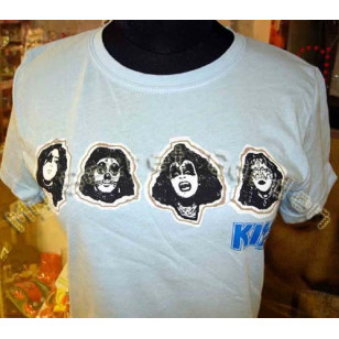 Kiss - Outline Faces Official Fitted Jersey T Shirt * Minor Defect ( Women M ) ***READY TO SHIP from Hong Kong***
